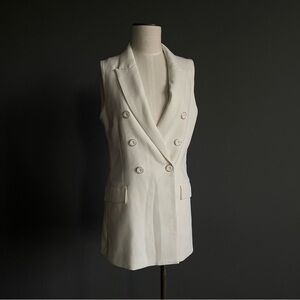 Nicole Miller New York Ivory Sleeveless Blazer Vest Dress Old Money Minimalist